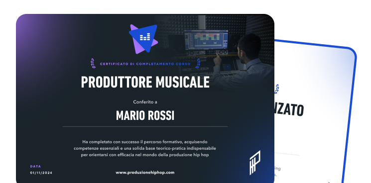 Certificato di completamento corso Produzione Hip Hop